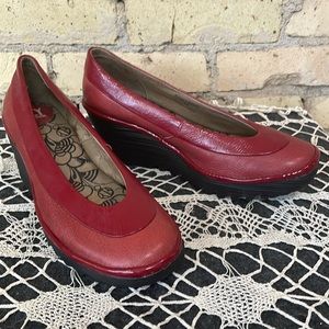Fly London Yoko Red Wedge Pumps